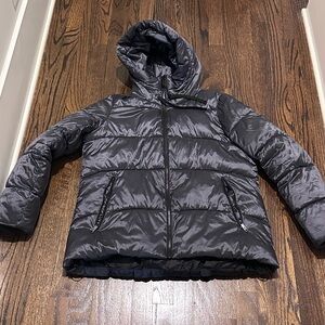 Sam Edelman’s Women's Hooded Puffer Jacket - Shiny Charcoal
